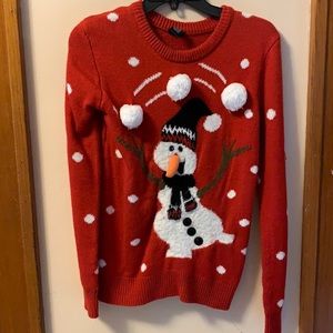 Snowman Christmas sweater size XS with pompoms